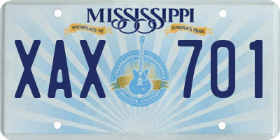 MS license plate XAX701