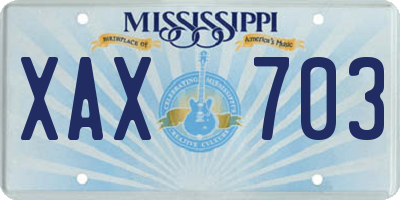 MS license plate XAX703