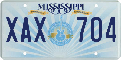MS license plate XAX704