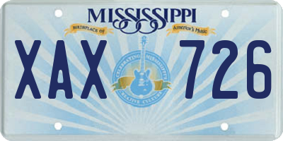 MS license plate XAX726