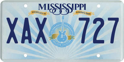 MS license plate XAX727