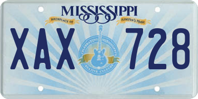 MS license plate XAX728