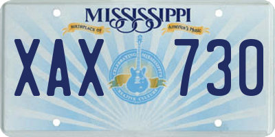 MS license plate XAX730