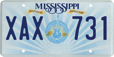 MS license plate XAX731