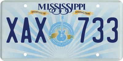 MS license plate XAX733