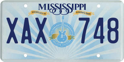 MS license plate XAX748