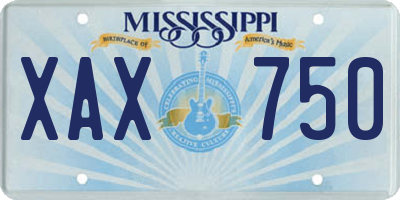 MS license plate XAX750