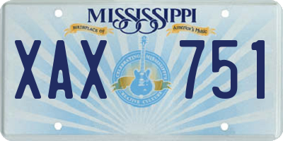 MS license plate XAX751