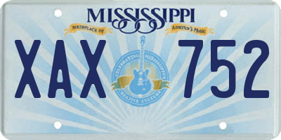 MS license plate XAX752