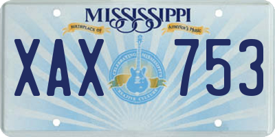 MS license plate XAX753