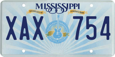 MS license plate XAX754