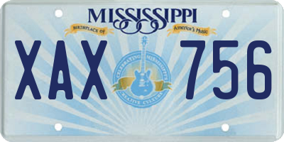 MS license plate XAX756