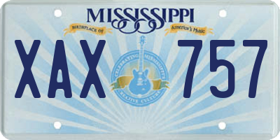 MS license plate XAX757