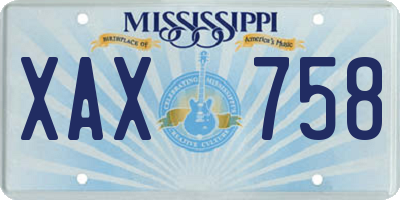 MS license plate XAX758