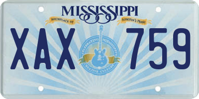 MS license plate XAX759