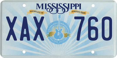 MS license plate XAX760