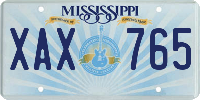 MS license plate XAX765