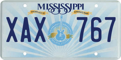 MS license plate XAX767