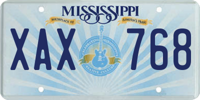 MS license plate XAX768