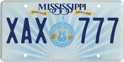 MS license plate XAX777