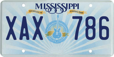 MS license plate XAX786