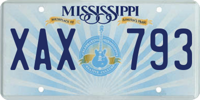 MS license plate XAX793