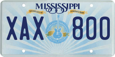 MS license plate XAX800