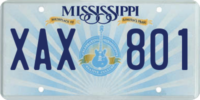 MS license plate XAX801
