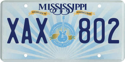 MS license plate XAX802