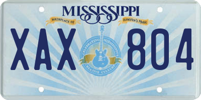 MS license plate XAX804