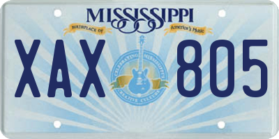 MS license plate XAX805