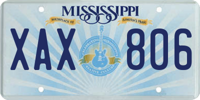 MS license plate XAX806