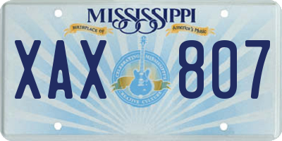 MS license plate XAX807