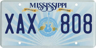MS license plate XAX808