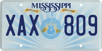 MS license plate XAX809
