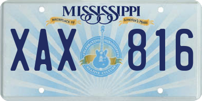 MS license plate XAX816