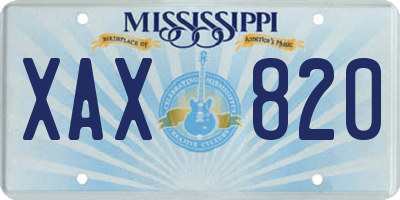 MS license plate XAX820