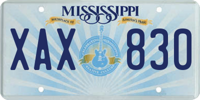 MS license plate XAX830
