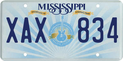 MS license plate XAX834