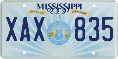 MS license plate XAX835