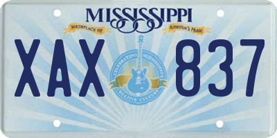 MS license plate XAX837