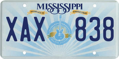MS license plate XAX838