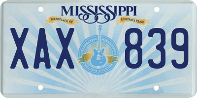 MS license plate XAX839