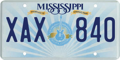 MS license plate XAX840