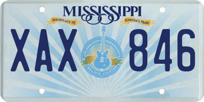 MS license plate XAX846