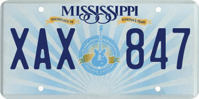 MS license plate XAX847