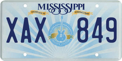 MS license plate XAX849