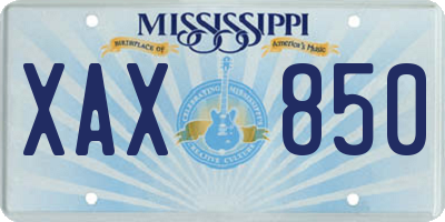 MS license plate XAX850