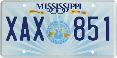 MS license plate XAX851