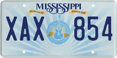 MS license plate XAX854